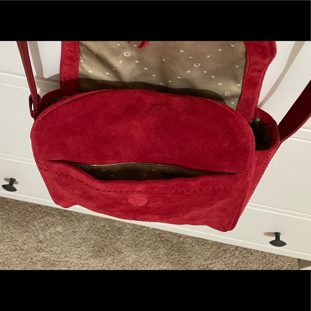 Lucky Brand - Suede Leather Red Small Crossbody - Picture 13 of 15